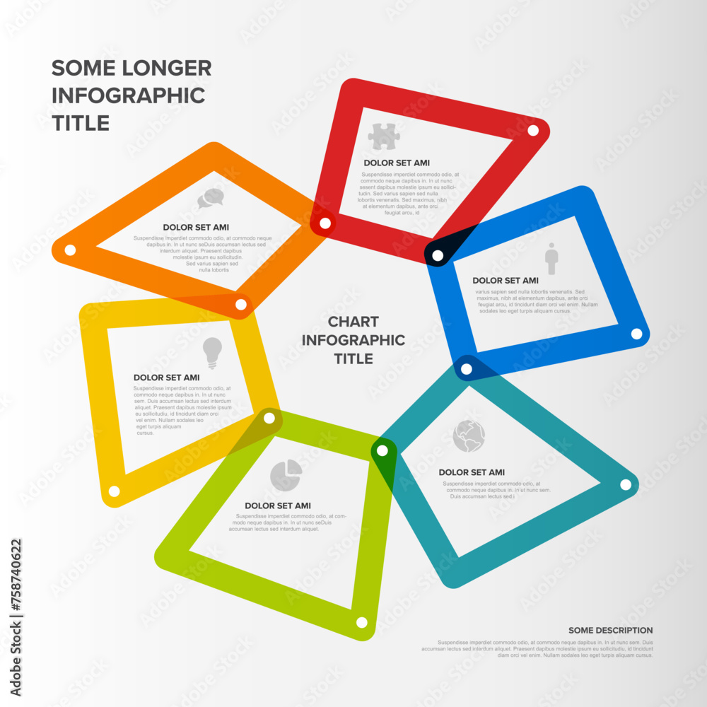 Six thick line blocks chart multipurpose infographic template Six thick line blocks chart multipurpose infographic template