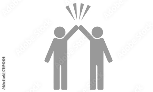 ハイタッチする人物シルエット　ピクトグラム