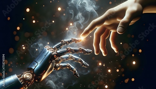 Two Worlds, One Touch. Human and Cyborg Hands Interaction