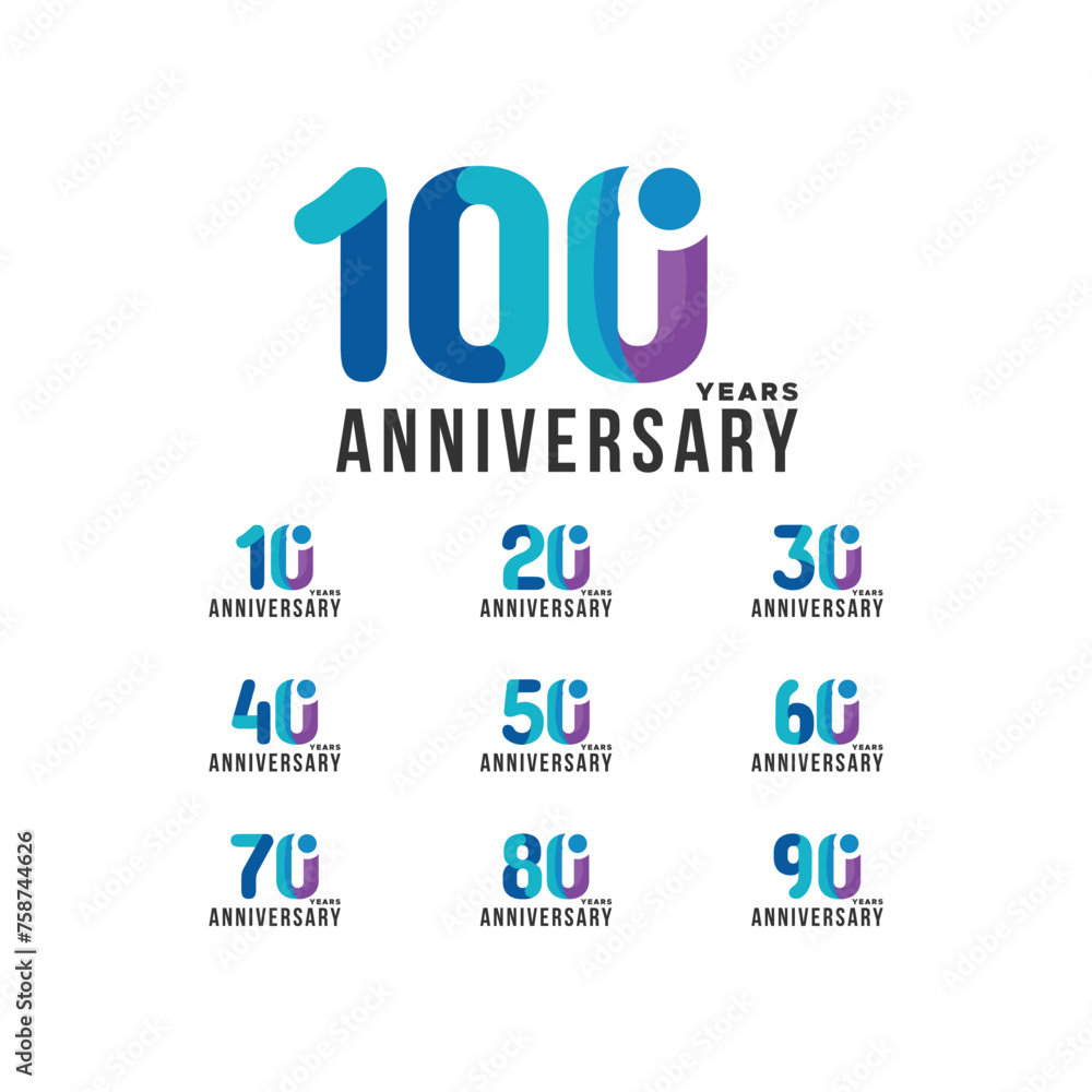 Gradient Anniversary Number Vector Design Collection