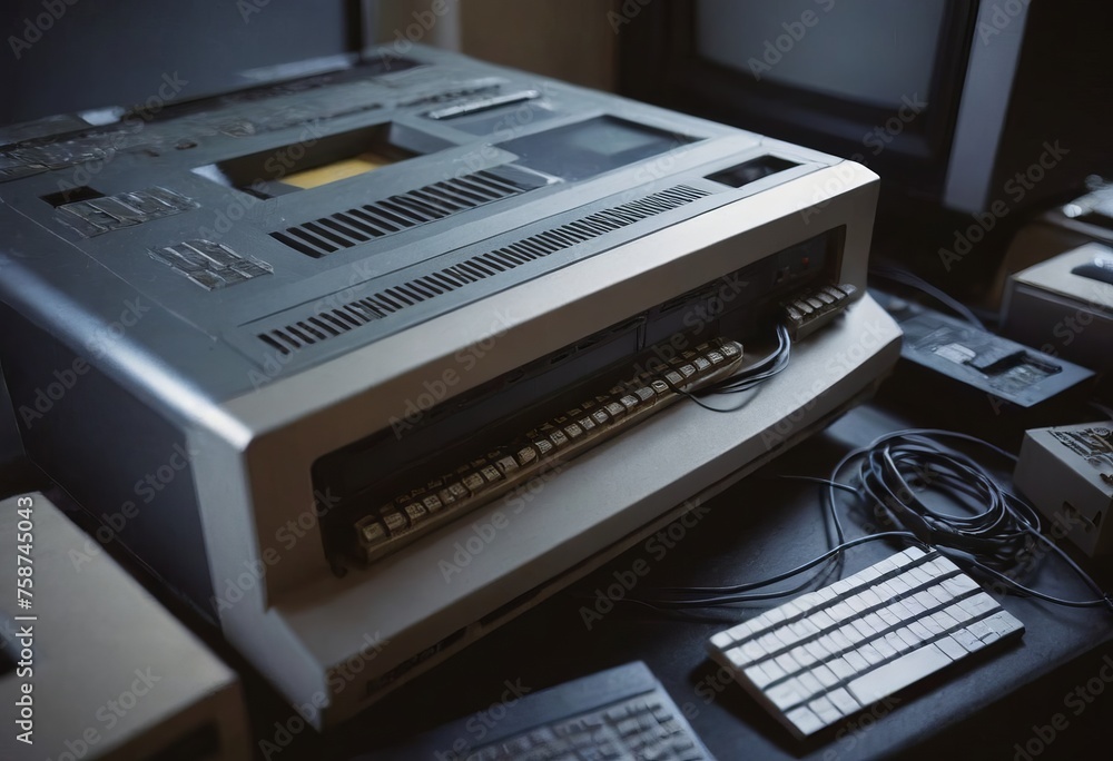 Obraz premium pile of old unused computers and vintage CRT monitors