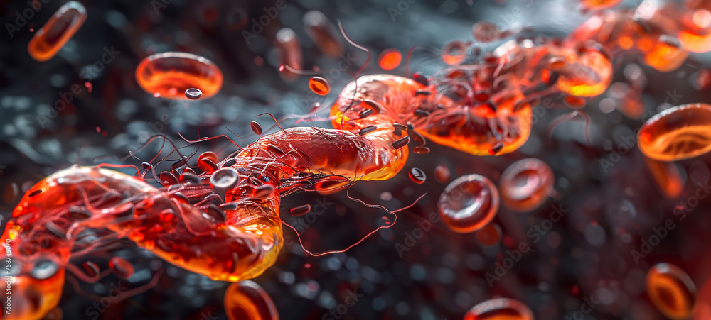 Obraz premium Crimson Flow in Microcosm