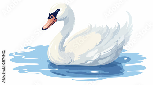 Cute baby swan illustration vector on white background