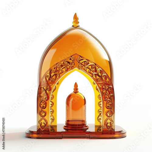 amber islamic prayer niche icon isolated on white