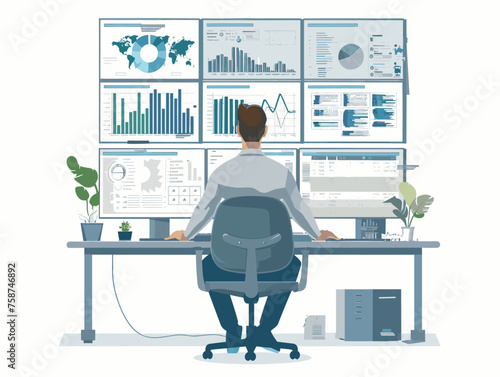  A data scientist analyzes complex datasets on a computer screen looking for patterns and insights to inform business decisions. 