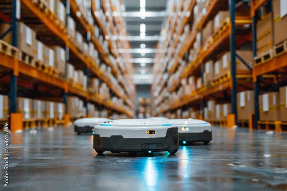 Obraz premium Warehouse automation: robots enhancing load management