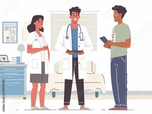 A doctor reviews a patient's medical history on a tablet discussing treatment options with a concerned family member. 