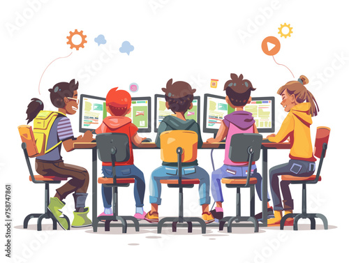  A group of students participate in a coding workshop learning the fundamentals of programming and creating simple games. 