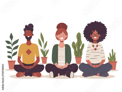  A group participates in a mindfulness meditation session focusing on the present moment and reducing stress. 