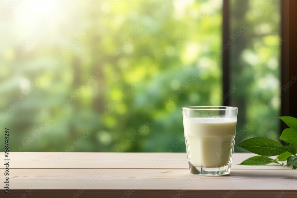 A refreshing matcha latte in a bright white kitchen on a summer morning, with room for text A refreshing matcha latte in a bright white kitchen on a summer morning, with room for text