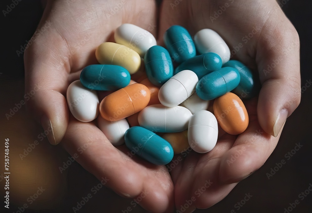 Young doctor is offering to you bunch of different pills as medication for your good health isolated Young doctor is offering to you bunch of different pills as medication for your good health isolated