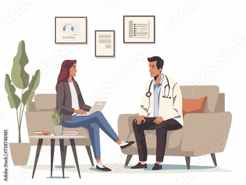  A mental health professional conducts a teletherapy session with a patient remotely ensuring accessibility to care. 