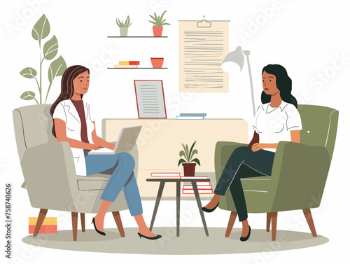  A mental health professional conducts a teletherapy session with a patient remotely ensuring accessibility to care. 