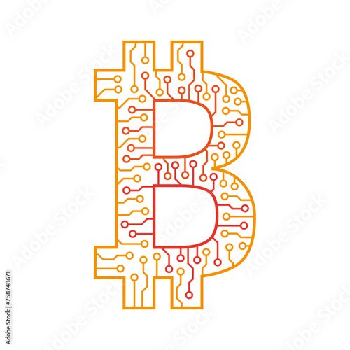 Bitcoin vector. Electronic money. Abstract Bitcoin. Electronic business bitcoin.
