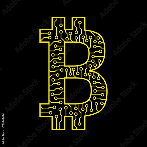 Bitcoin vector. Electronic money. Abstract Bitcoin. Electronic business bitcoin.