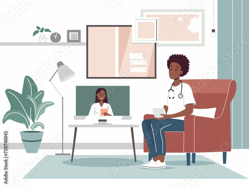  A mental health professional conducts a teletherapy session with a patient remotely ensuring accessibility to care. 