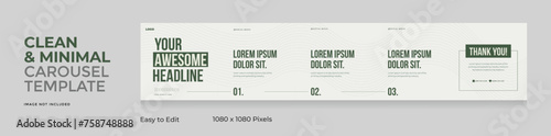  Social media carousel template, clean and modern design, Cyberspace for creative content, EPS vector illustration