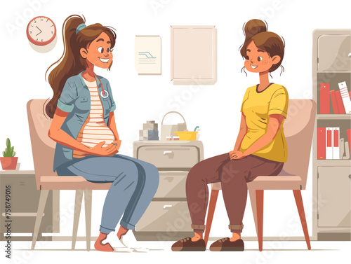  A midwife patiently assists a woman in labor offering comfort and guidance during childbirth. 