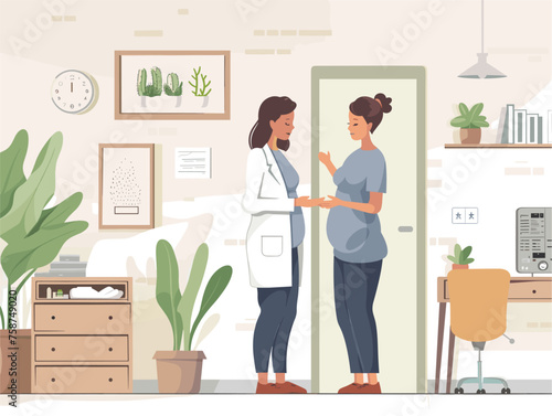  A midwife patiently assists a woman in labor offering comfort and guidance during childbirth. 