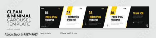 Social media carousel template, microblog five page square post for Instagram and linkedin, clean, modern, minimal, design, EPS vector illustration