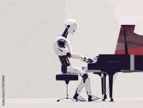  A musician composes music with the assistance of a robotic AI utilizing its algorithms to generate innovative melodies and harmonize with the artist's creative vision. 