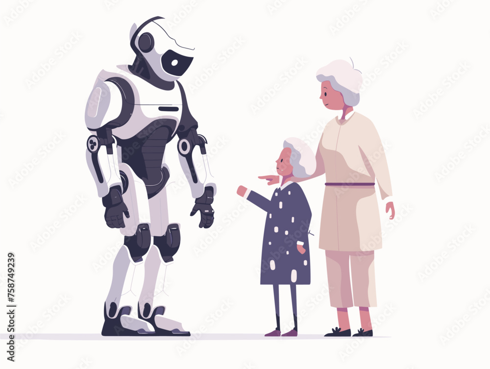 A personal care assistant robot assists an elderly individual with daily tasks like medication reminders and meal preparation promoting independence and well-being. A personal care assistant robot assists an elderly individual with daily tasks like medication reminders and meal preparation promoting independence and well-being.