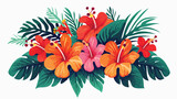 floral tropical cartoon flat vector isolated on whit