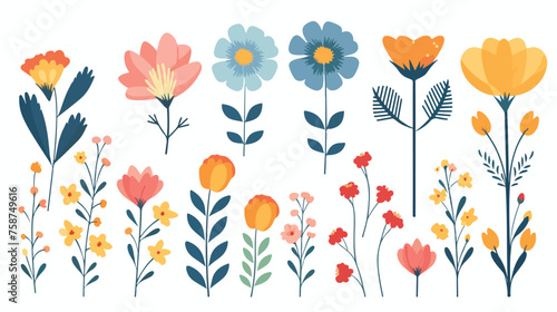 flowers flat vector isolated on white background © Blue