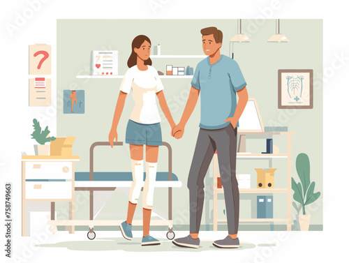  A physical therapist guides a patient through rehabilitation exercises helping them regain strength and mobility after an injury. 