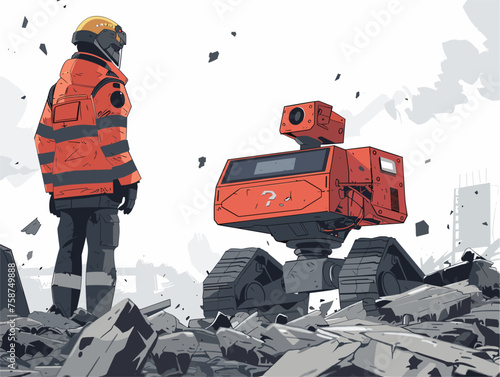  A search and rescue team deploys a search robot in a disaster zone locating survivors and navigating dangerous environments too hazardous for humans. 