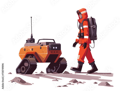  A search and rescue team deploys a search robot in a disaster zone locating survivors and navigating dangerous environments too hazardous for humans. 