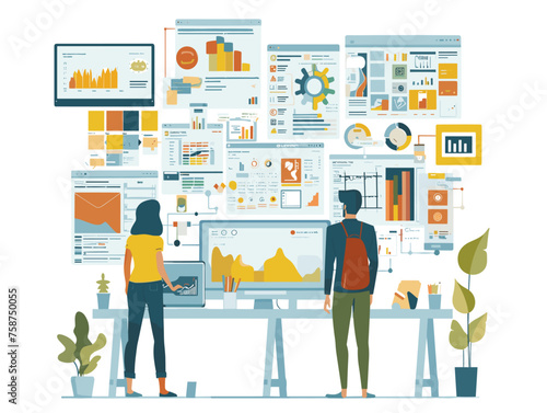  A software developer collaborates with a graphic designer integrating visual elements into a functional user interface. 