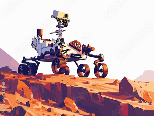  A team of engineers repairs a malfunctioning robot on a Mars rover ensuring its continued exploration of the red planet.  photo