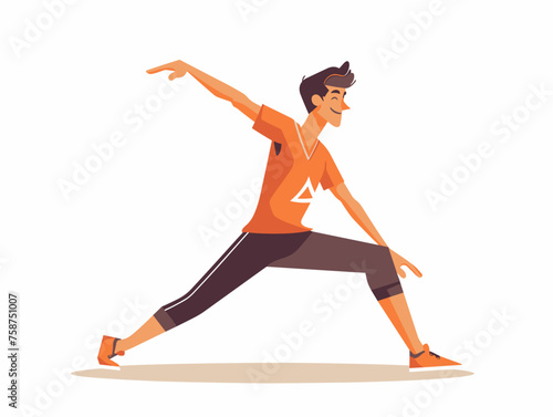  A young athlete stretches and warms up before training preparing their body for physical exertion. 