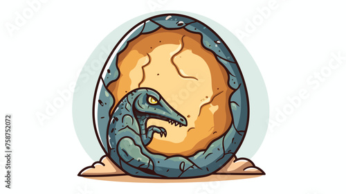 Hand drawn dinosaur egg flat icon. vector illustration