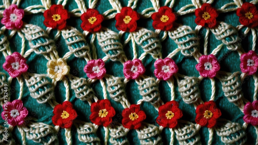 Fototapeta premium Pattern of knitted flowers