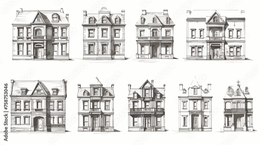 house building sketch architecture flat vector