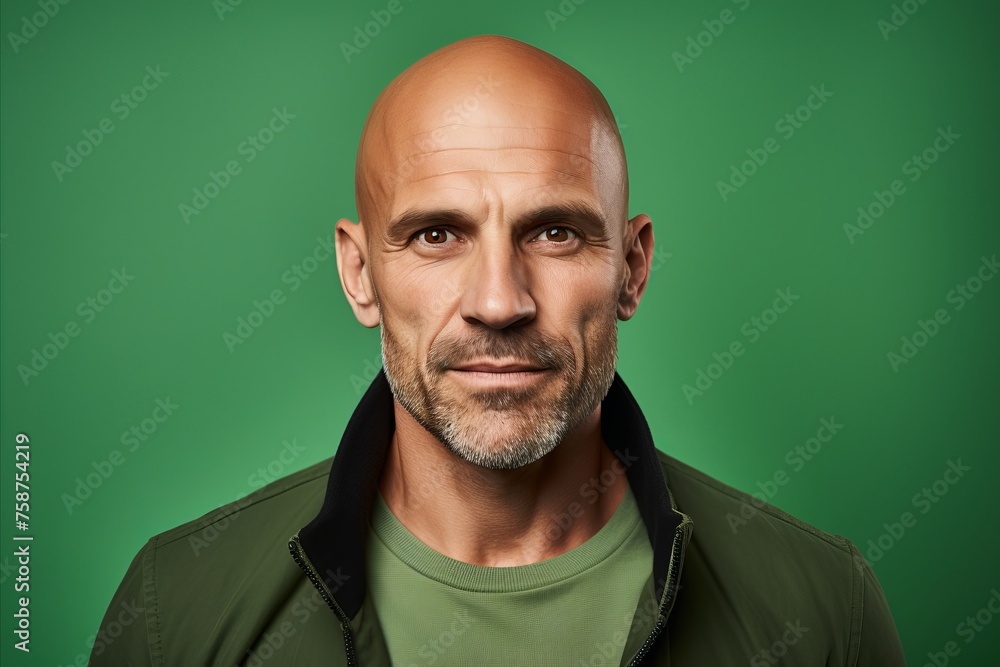 Portrait of a man with a beard and mustache on a green background. Portrait of a man with a beard and mustache on a green background.