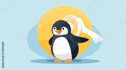 Illustration of a penguin using a neck fanblack