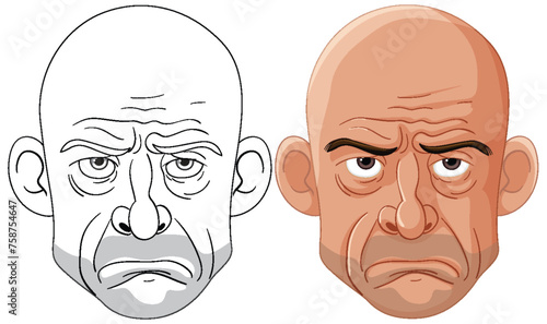 Two cartoon faces showing different expressions.