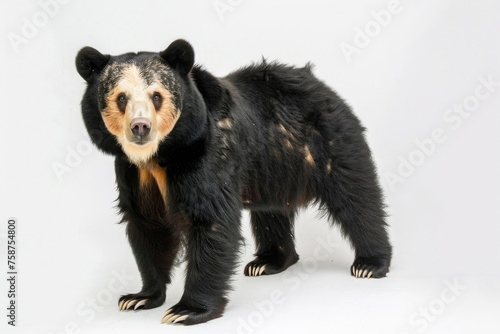 A majestic Tian Shan bear with white claws on a white background