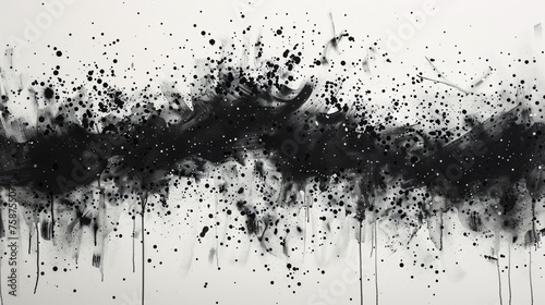 Black and White Abstract Artwork with Black Spots and White Drips Generative AI