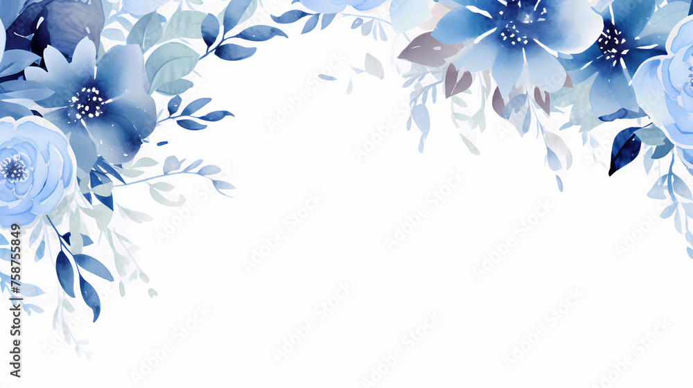 Delicate abstract watercolor flowers, bright cute color pattern