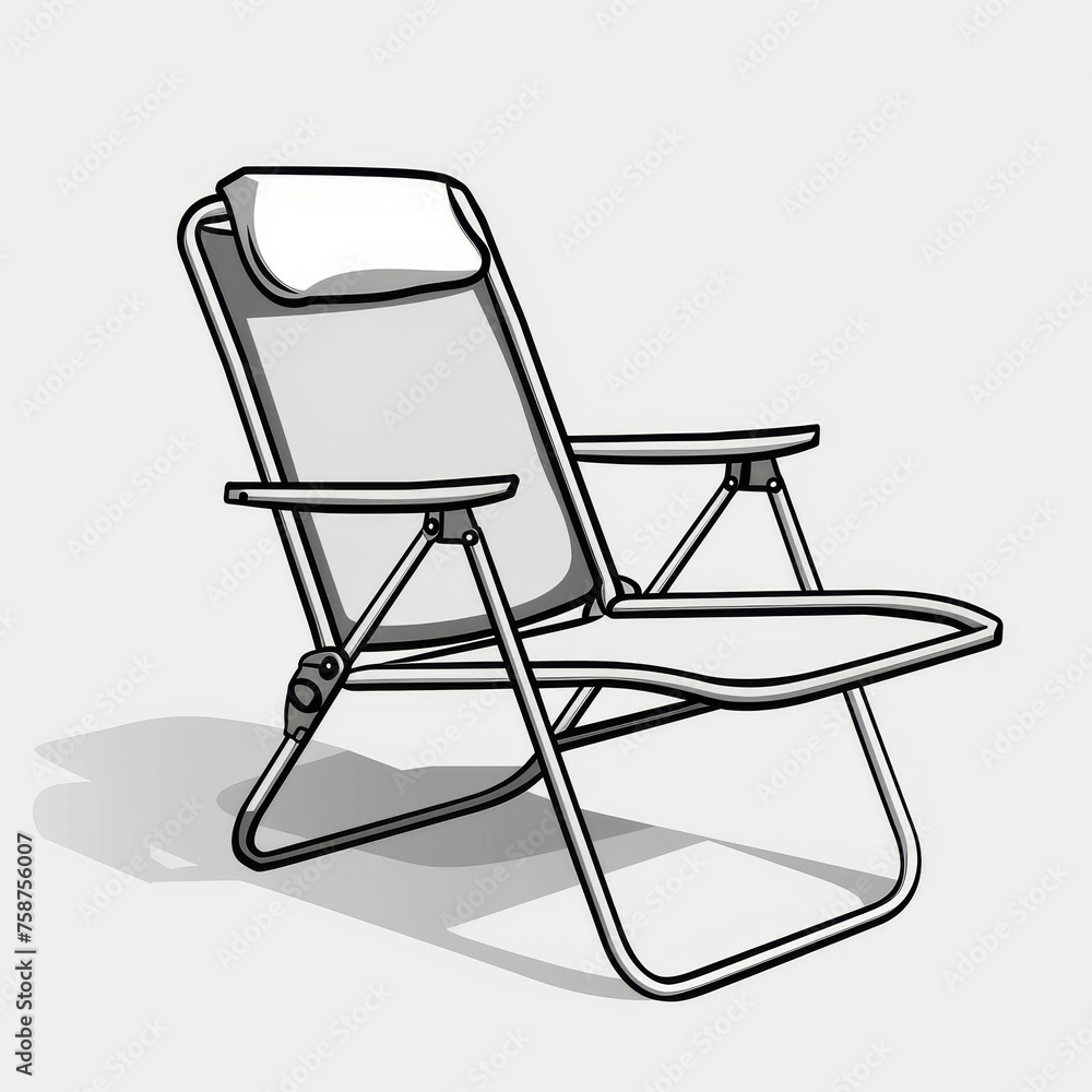 cartoon image of white folding chair. the background is white. cartoon image of white folding chair. the background is white.