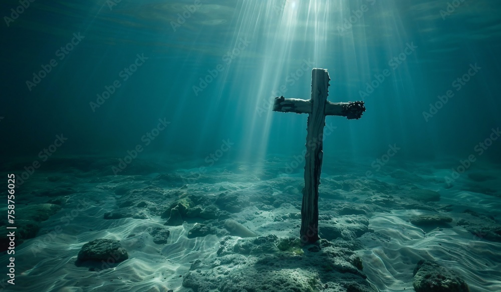 Cross in the Ocean A Symbol of Hope and Resilience in the Face of Adversity Generative AI Cross in the Ocean A Symbol of Hope and Resilience in the Face of Adversity Generative AI