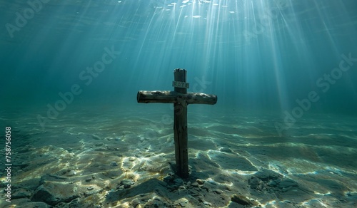 A Cross in the Ocean A Symbol of Hope and Resilience in the Face of Adverse Conditions Generative AI