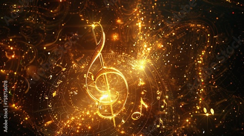 Golden Note A Sparkling Celebration of Music and Creativity Generative AI photo