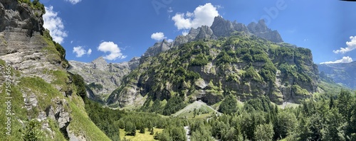 panoramic landscape with mountains, French Alps