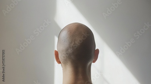 Balding Man Embraces His Shiny Head Generative AI photo