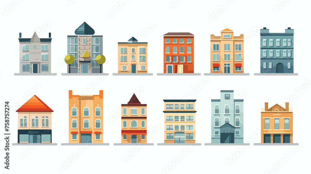 Vector Buildings icon flat vector isolated on white